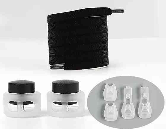 Шнурки еластичні без зав'язок з пластиковими фіксаторами Чорний Смела