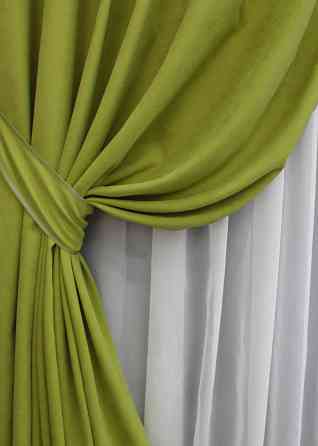 Комплект готових штор VR-Textil Мікровелюр Petek № 1500ш Салатовий 150х270 см 2 шт (33-1043) Київ