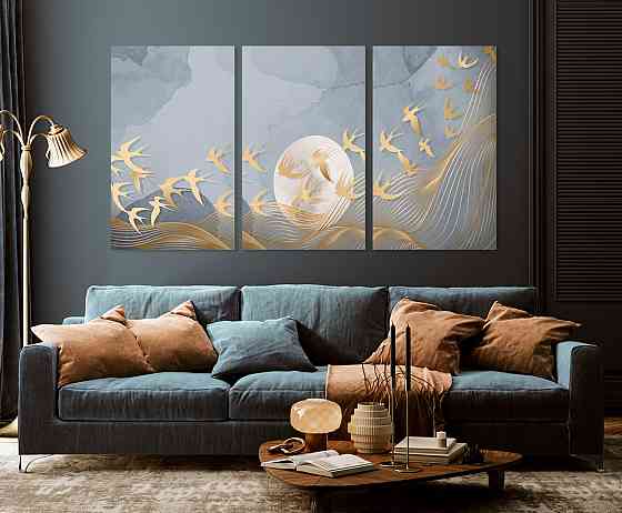 Модульная картина в гостиную / спальню  Пташки  ART-187_3A 70х130 см Киев