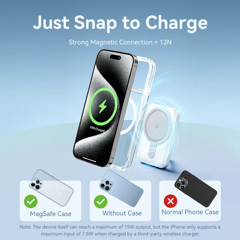 УМБ Vention Magnetic Wireless 5000mAh 20W PD, 1xUSB-C, QI-15W Pink Вінниця - фото 4