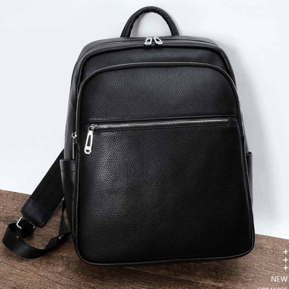 Чоловічий шкіряний рюкзак для поїздок та прогулянок 30х40х17, сумка на спину в офіс Tiding Bag 75362 чорна Київ - фото 2