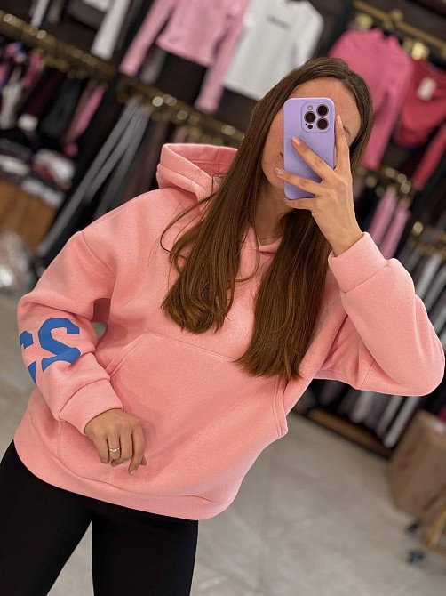 Жіноча стильна комфортна тепла худа турецька тринитка на флісі Рожевий, 46/48 Одеса - фото 4