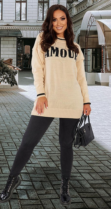 Светр туніка з написом (48-52) Київ - фото 3