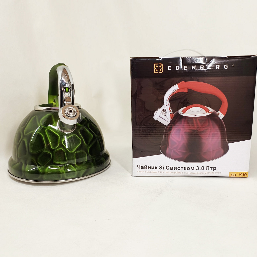Элегантный чайник из нержавеющей стали со свистком Edenberg EB-1910 3л, Чайник на плиту для кухни JL-29 Львов - изображение 2