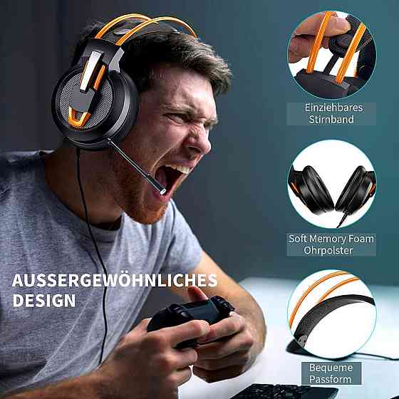 Игровая гарнитура Greatever V9 (Оранжевая) с шумоподавлением и 3D звуком, для PS4/PS5/Xbox/PC/Switch Киев