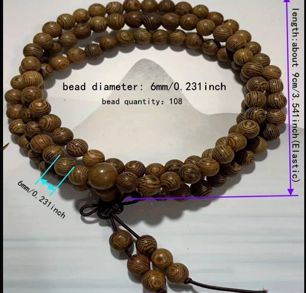 Буддійський браслет з натурального сандалового дерева, 108 намистин Київ - фото 3