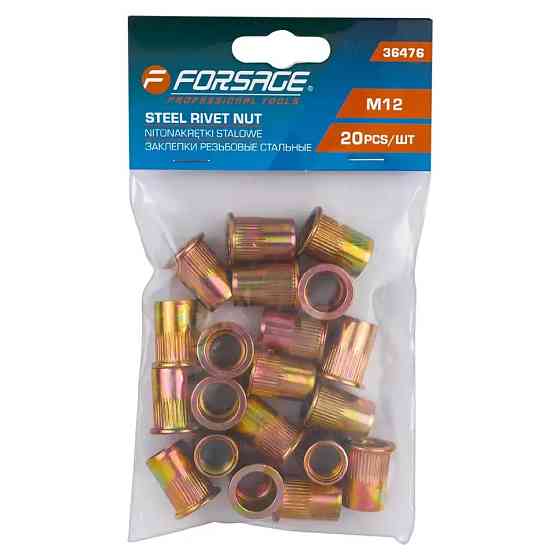 Заклёпки резьбовые стальные 20шт M12. FORSAGE F-36476 Одесса
