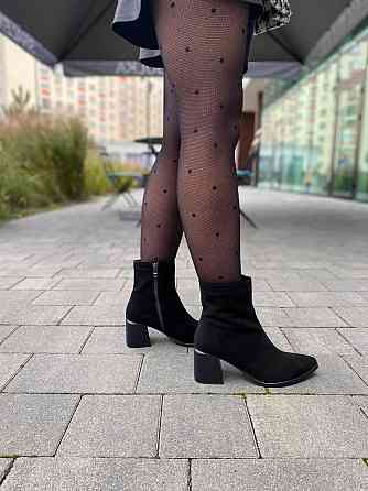 No brend Стильні замшеві черевики жіночі демісезонні весна-осінь чорні на стійкому каблуці р. 3 Коломия