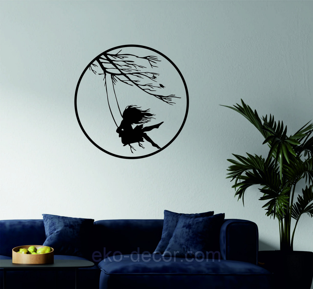 Декоративне настінне Панно «Дівчинка та голуб» Декор на стіну 70*62 см, Чорний Київ - фото 1