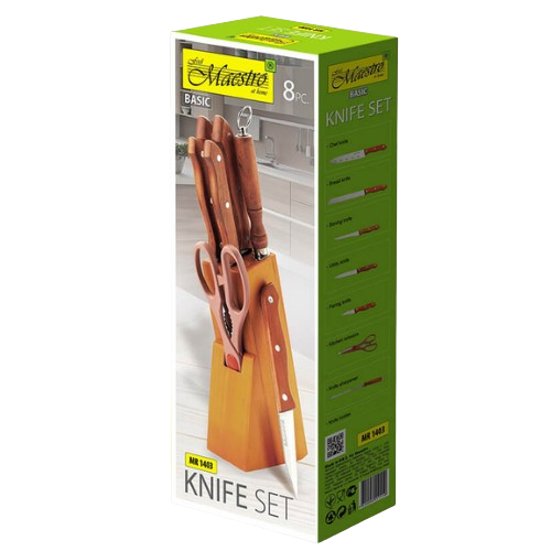 Набір ножів Rainbow 7 предметів на підставці дерев'яні ручки MR-1403 Maestro Житомир - фото 4