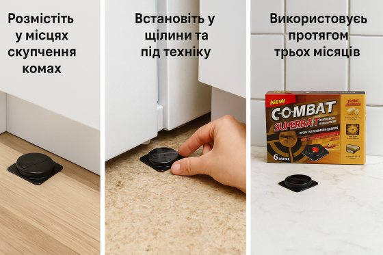 Пастки від тарганів Combat 6 шт - приманки в контейнерах, засіб від тарганів, боротьба з комахами в будинку Харків