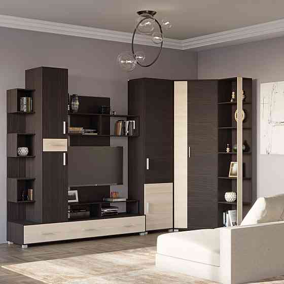 Стінка Еверест Бриз + Пенал 15 + Кутова шафа ШКУ-14 + Пенал 18 венге+дуб молочний (DTM-2333) Дніпро