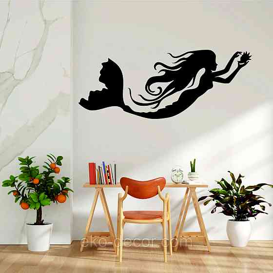 Декоративное настенное 3D Панно «Русалочка» Декор на стену с объемом 110*43 см, Черный Киев