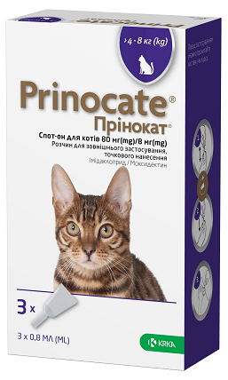 Prinocate Прінокат краплі від бліх та кліщів для котів 4-8кг, 80/8мг (3 піпетки/уп) Київ - фото 1