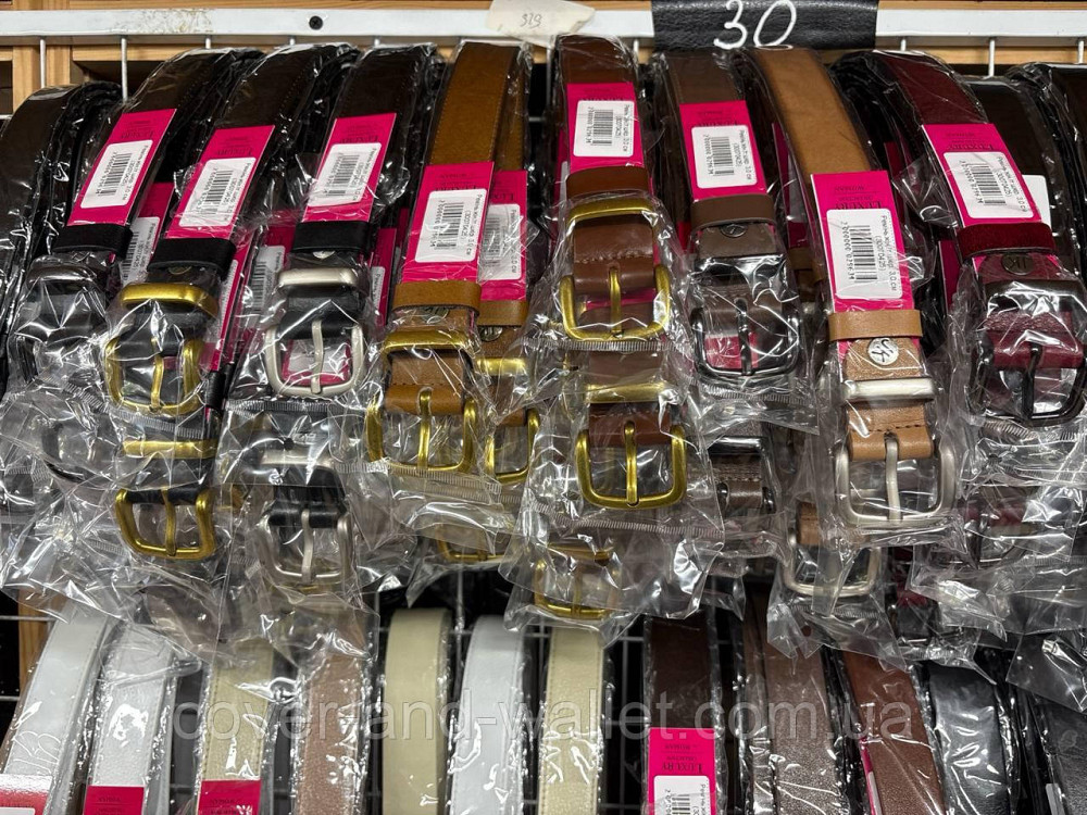 Классический кожаный женский ремень с золотистой пряжкой 30 мм PS Leather Киев - изображение 1