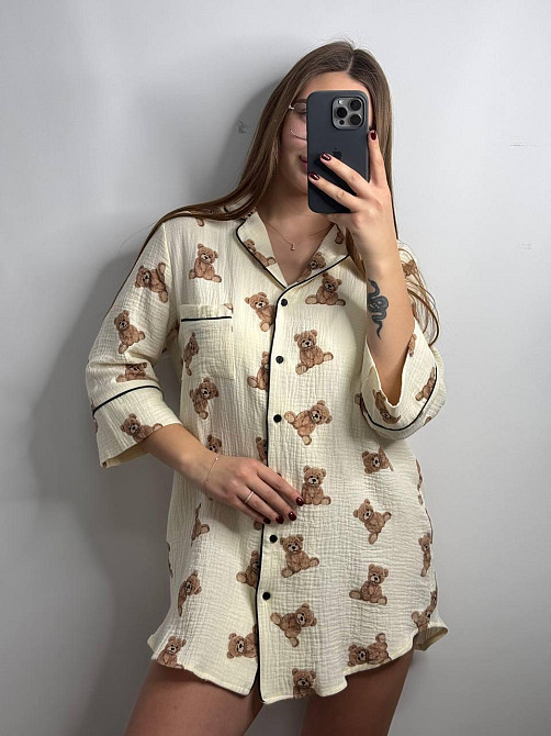 Женская муслиновая ночная сорочка Мишки XS-S Харьков - изображение 1