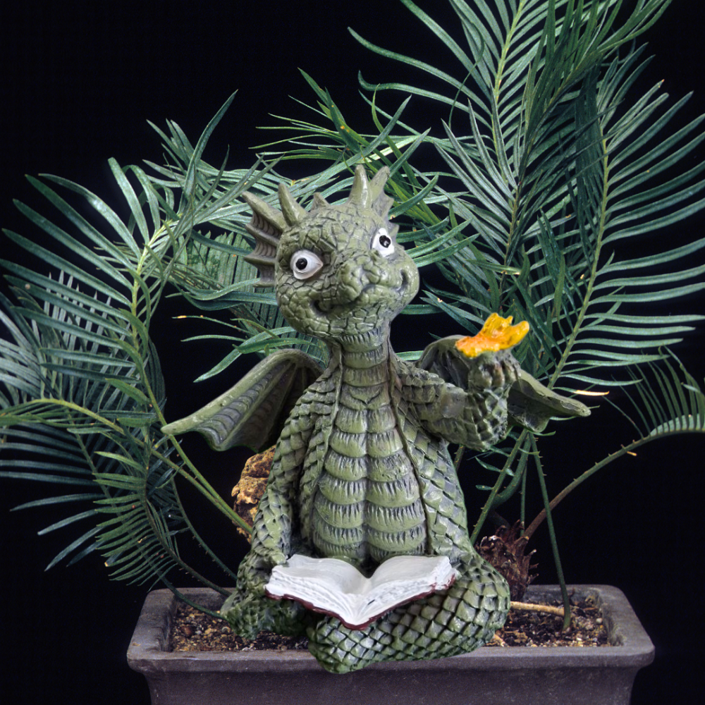Дракончик Бібліофіл 10 х 11 см з полістоуну Для дому та саду Одеса - фото 1