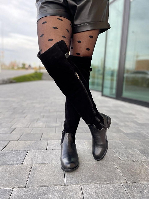 Vesna Ботфорти жіночі VESNA чорні шкіра+замша натуральна висота 53 см обхват 35-37 см (2411/1 4 Коломия - фото 8