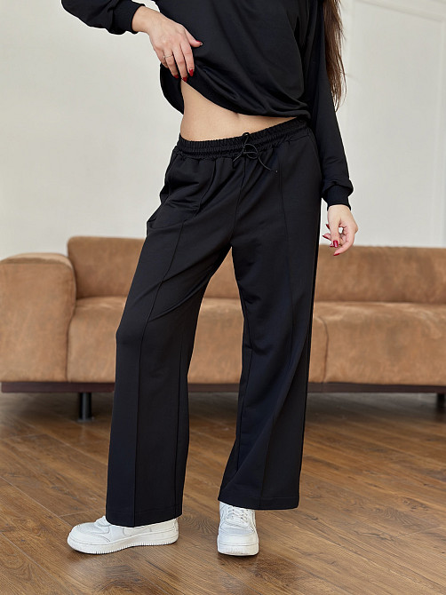 Жіночий спортивний костюм із широкими штанами Чорний XS/S Харків - фото 5