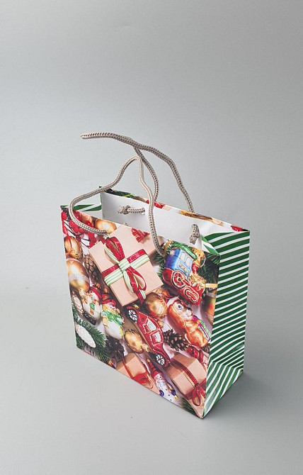 Новогодние, бумажные ,подарочные  пакеты с ручкой Чашка 16/16/8-026 (12 шт) Харьков - изображение 3