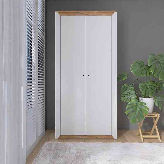 Шафа дводверна Еверест Нордік-990 Білий + Дуб крафт золотий (DTM-5535) Львів