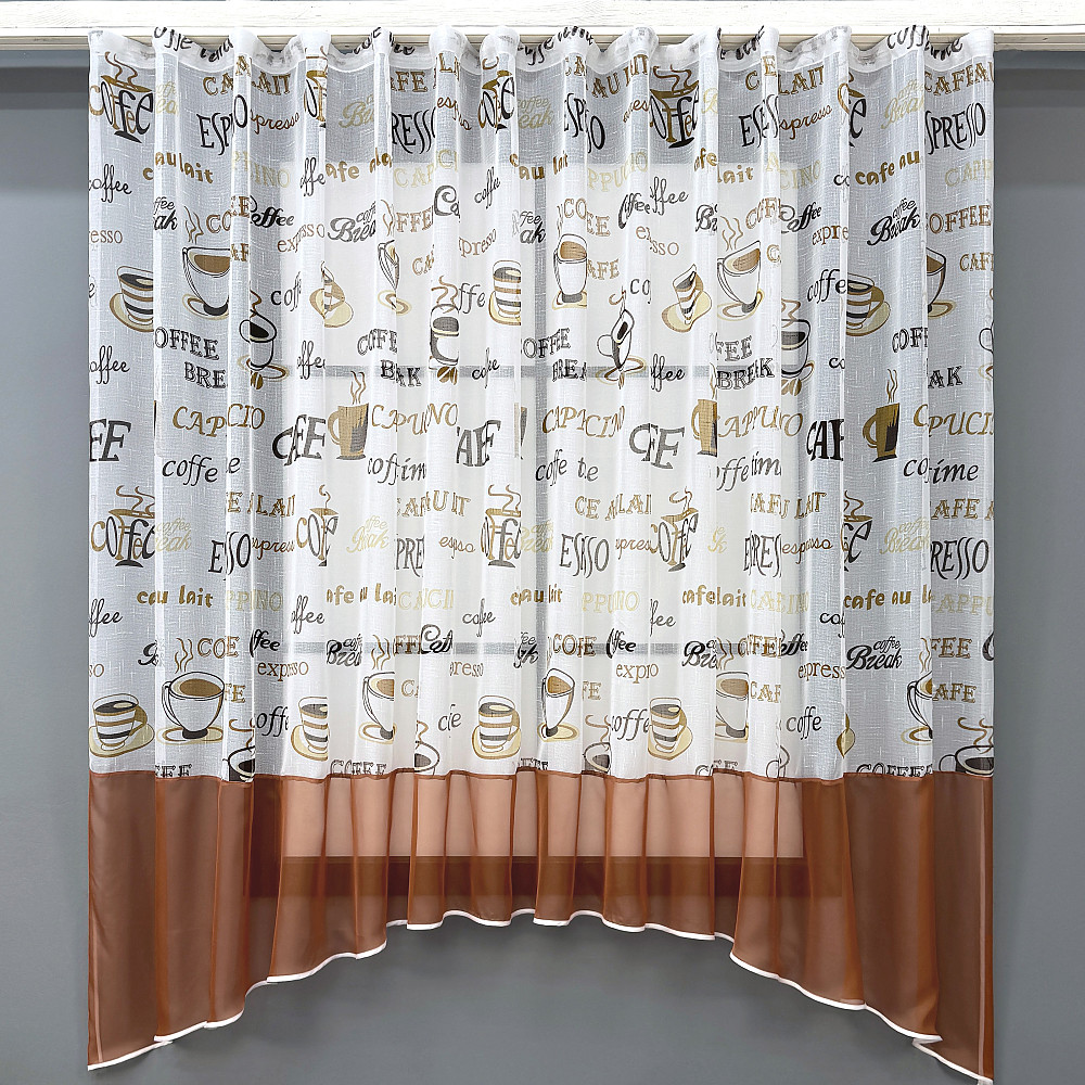 Кухонна тюль-арка VR-Textil № 1792т льон молочний з теракотовим 300х160 см (53-0215) Київ - фото 1