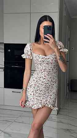 Женское легкое романтичное мини платье в цветочный принт софт 44/46, Беж Одесса