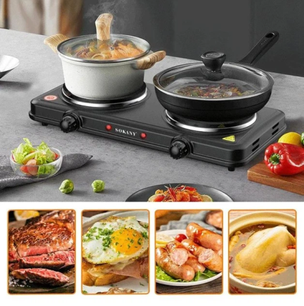 Електроплита двоконфоркова Sokany настільна плита 2000 Вт електрична плитка портативна для дому дачі SK-5107 Київ