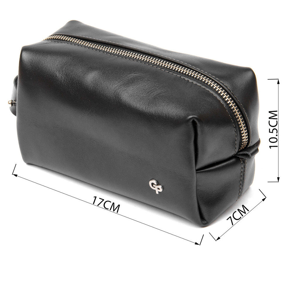 Шкіряна чоловіча косметичка Чорний (GRANDE PELLE) Київ - фото 7