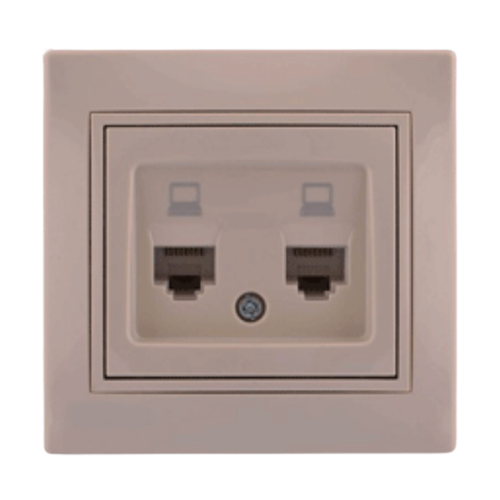 MIRA крем Розетка внутрішня 2-а комп'ютерна зі вставкою Лезард Житомир