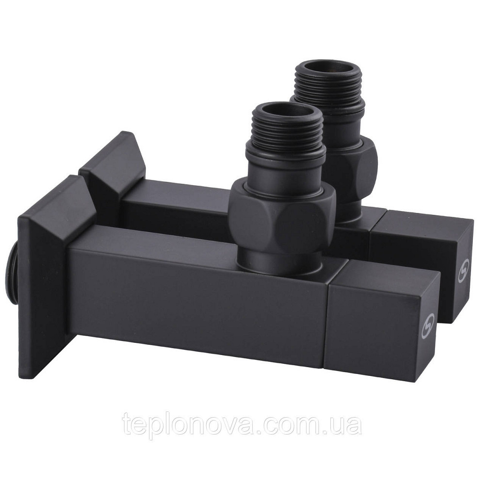 Набор Кран полуоборотный угловой с американкой SOLOMON LUX 1/2″ CUBE BLACK 8888 (1уп) Черновцы - изображение 1