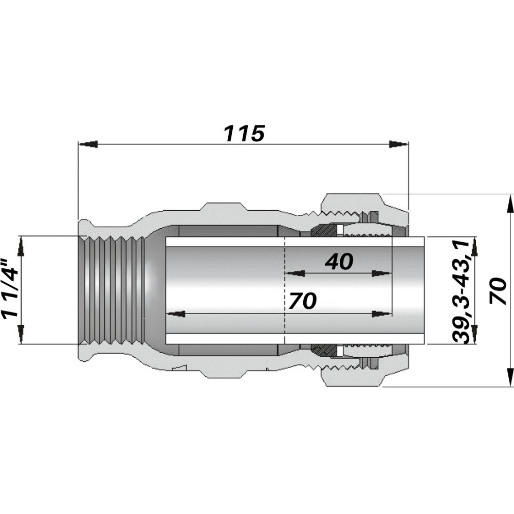 Соединение прямое зажимное с внутренней резьбой DN25(31,2-34,4 мм) х 1″ IK AGAflex (000005730) Киев - изображение 3