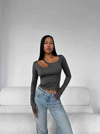 Жіночий стильний топ із вирізом мікродайвінг Графіт, 42/44 Одеса