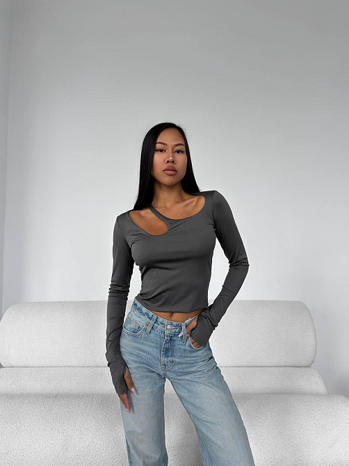 Жіночий стильний топ із вирізом мікродайвінг Графіт, 42/44 Одеса - фото 2