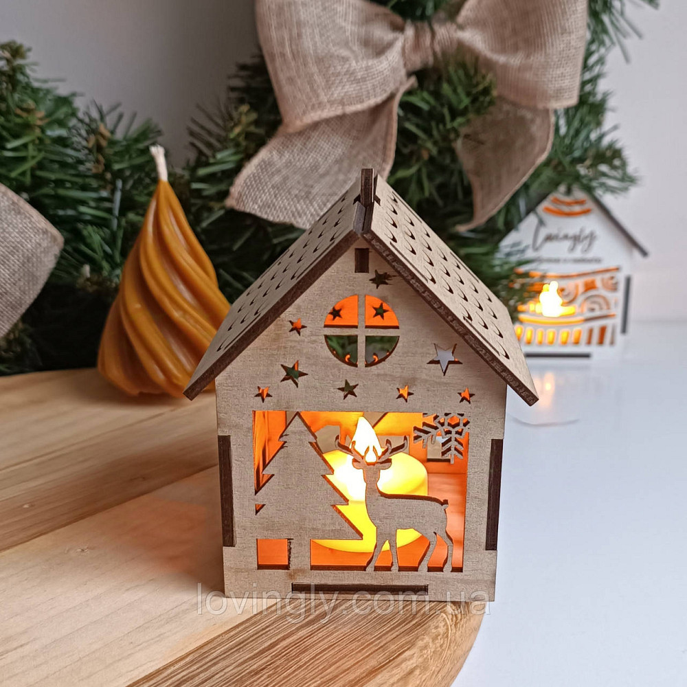 Елочное украшение с LED подсветкой фанера 10см Ирпень - изображение 1