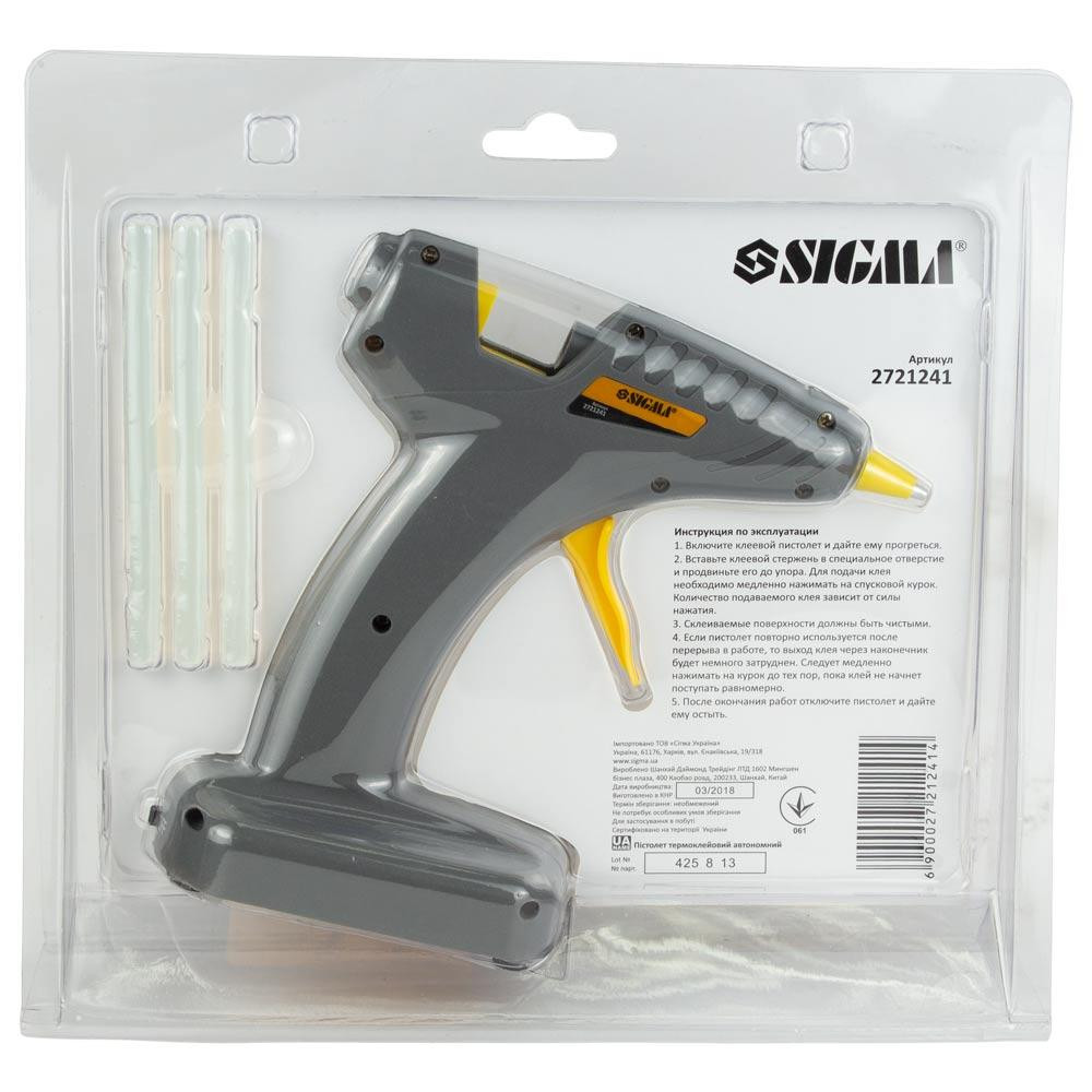 Пистолет термоклеевой автономный Ø8мм 8Вт/6В SIGMA (2721241) Ровно - изображение 7