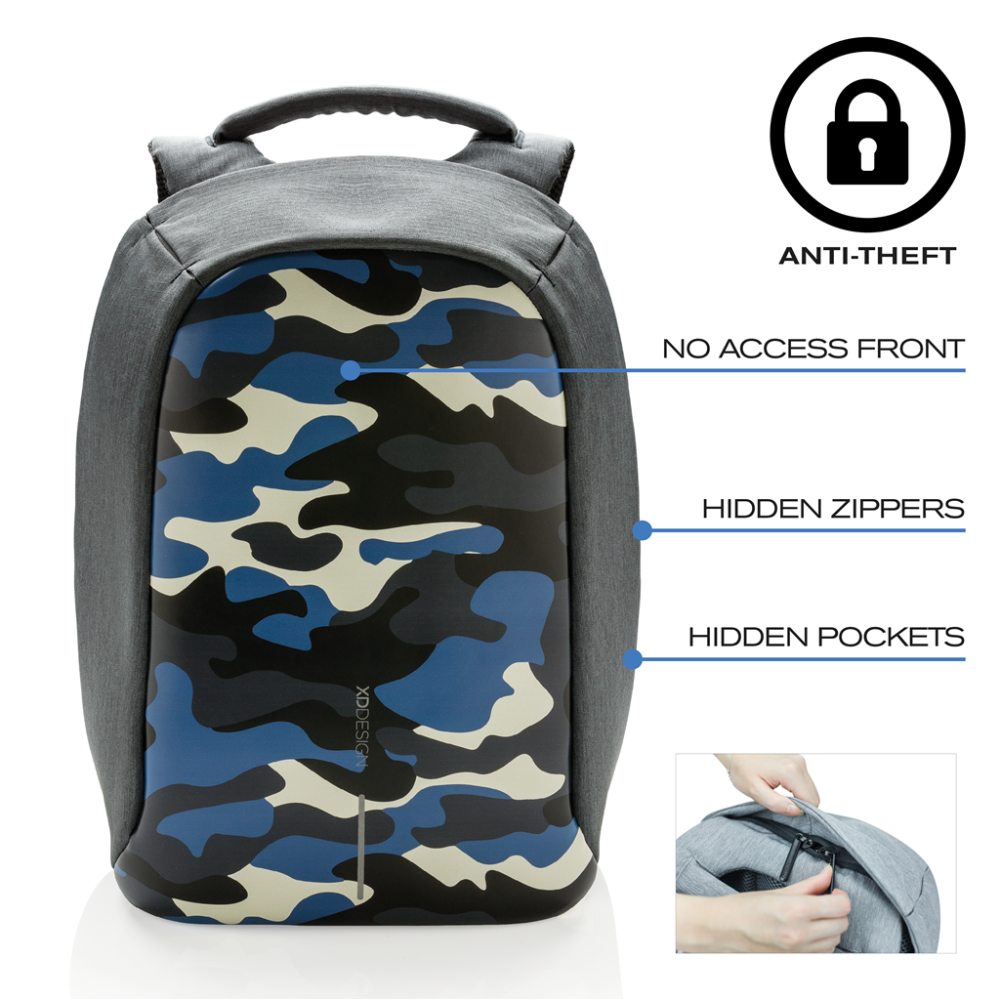 Рюкзак антизлодій міський XD Design Bobby Compact 14", Camouflage Blue (P705.655) Рівне - фото 7
