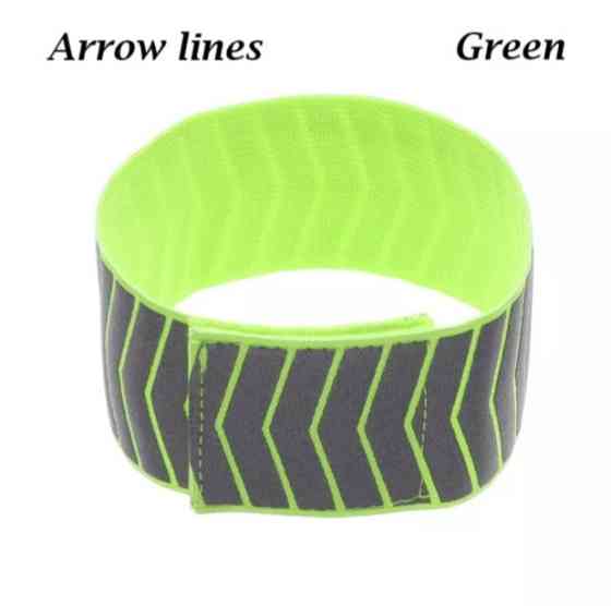 Светоотражающий браслет на одежду с геометрическим рисунком 34 на 5 см зеленый Киев