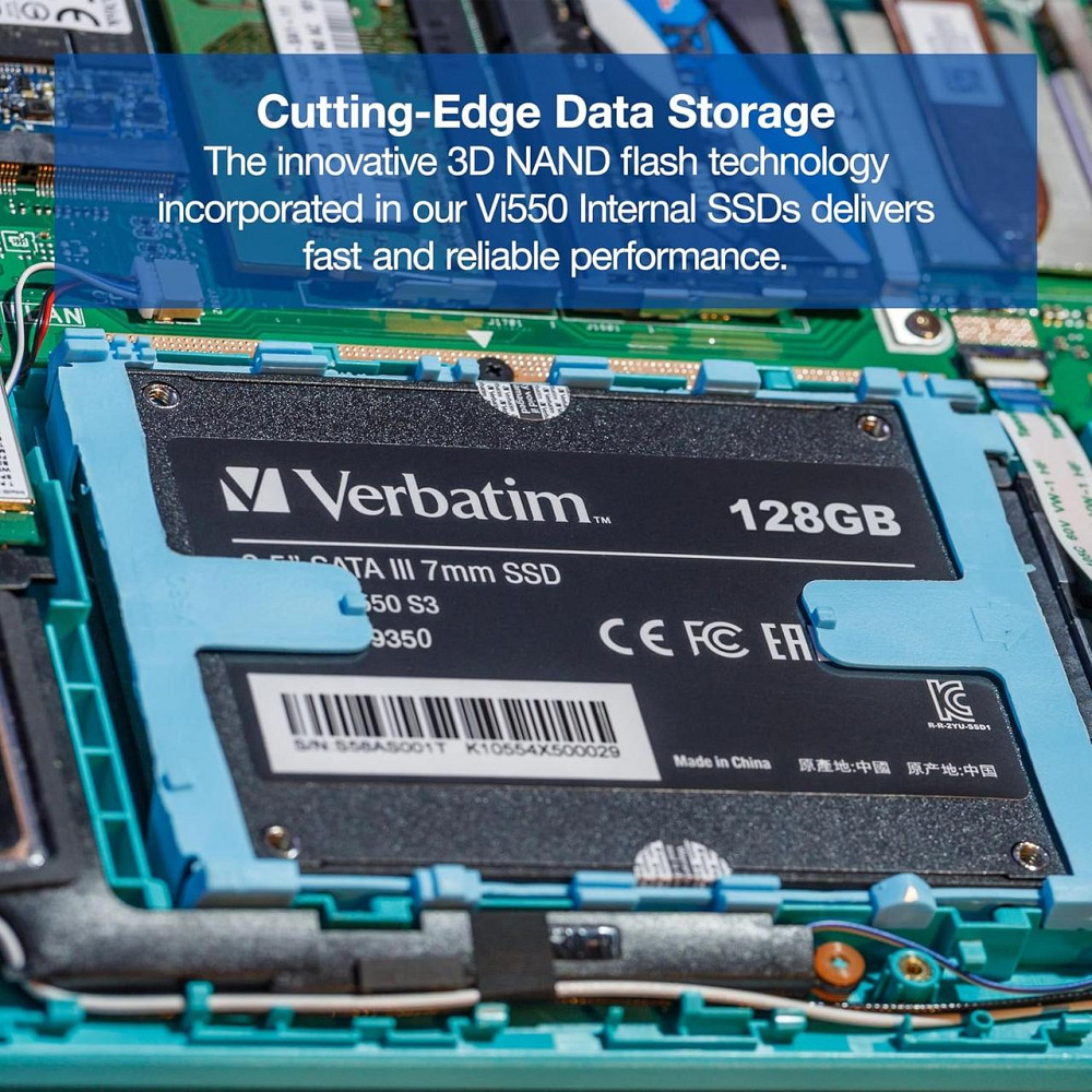 SSD Verbatim VI500 S3 чорний 512 GB 2.5" SATA внутрішній, 560 MB/s, 3D NAND, для ноутбуків/ПК, внутрішній накопичувач Київ - фото 3