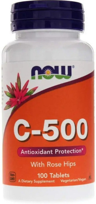 Витамин С (аскорбиновая кислота) Now Foods  Vitamin C with Rose Hips 500 мг 100 таб Киев - изображение 1