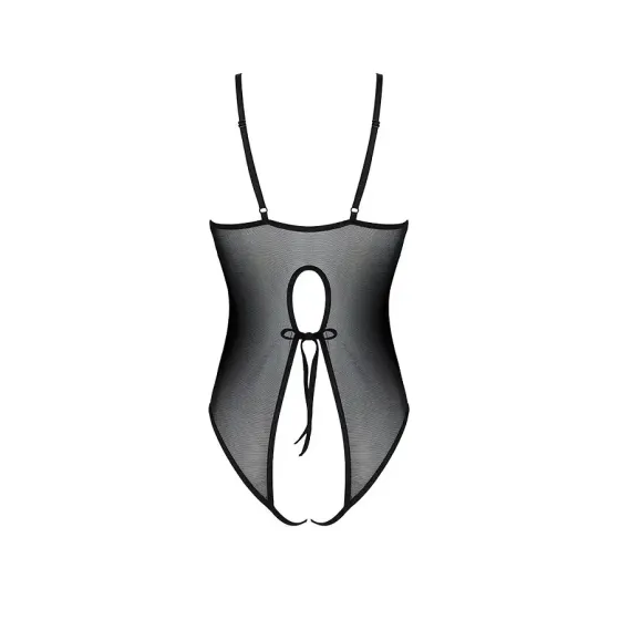 Боді з ажурним декором та відкритим кроком Passion URSULA BODY S/M, black Львов