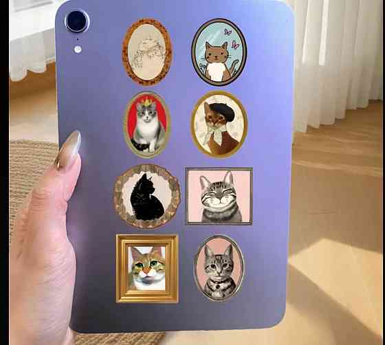 Набор винтажных наклеек с котами, 50 шт Киев