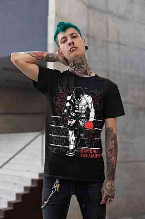 Футболка з аніме принтом Хаджіме Но Іппо Іппо оверсайз (S/M/L) Чорний AnimeJ0557 Дніпро