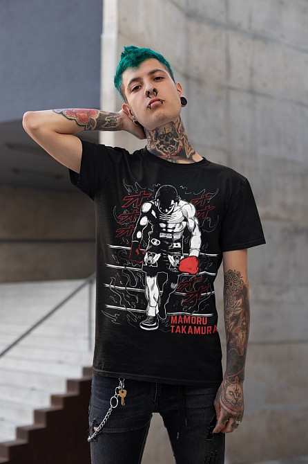 Футболка аниме Хаджиме Но Іппо Іппо оверсайз (S/M/L) Черний AnimeJ0557 Днепр - изображение 6