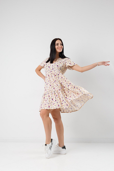 Летнее платье мини Flower 42-44, Бежевый Киев - изображение 1