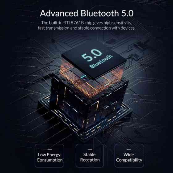 USB Bluetooth адаптер Orico бездротової передавач bluetooth 5.0 для BTA-508-BK (Чорний) Миколаїв
