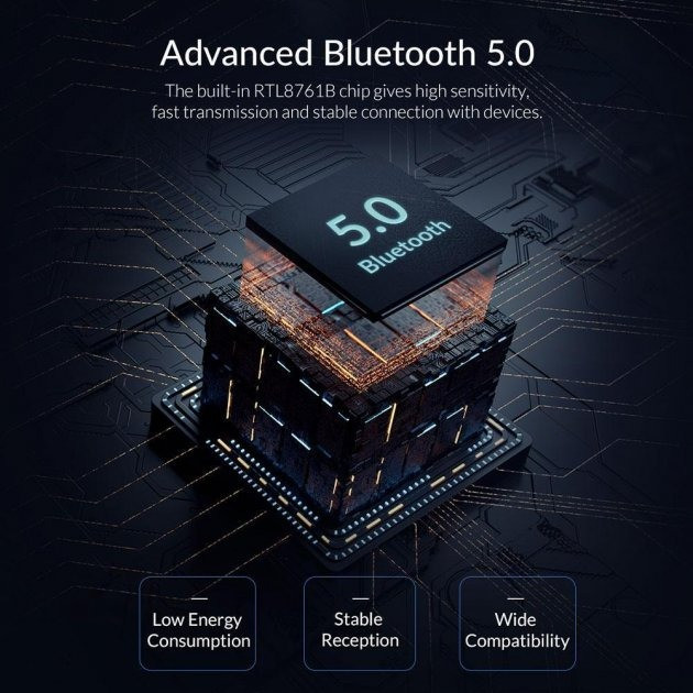 USB Bluetooth адаптер Orico бездротової передавач bluetooth 5.0 для BTA-508-BK (Чорний) Миколаїв - фото 6