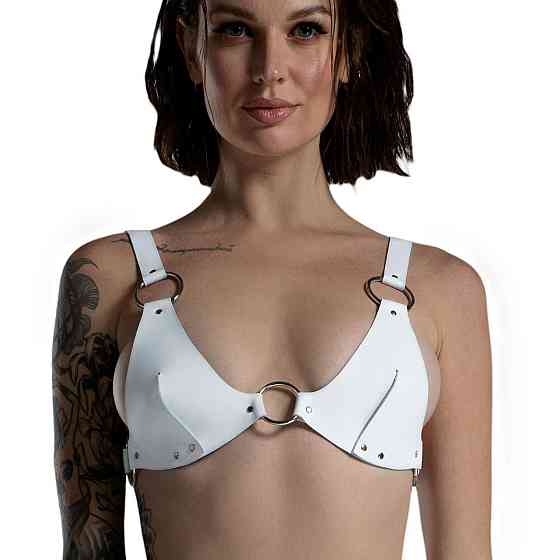 Ліф з натуральної шкіри Feral Feelings - Bikini Top White Sex Aura Київ