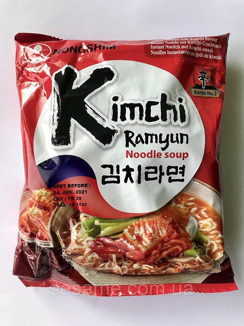 Корейская лапша быстрого приготовления Ким Чи Nongshim kimchi Ramyun noodle soup 120 g Харьков - изображение 3
