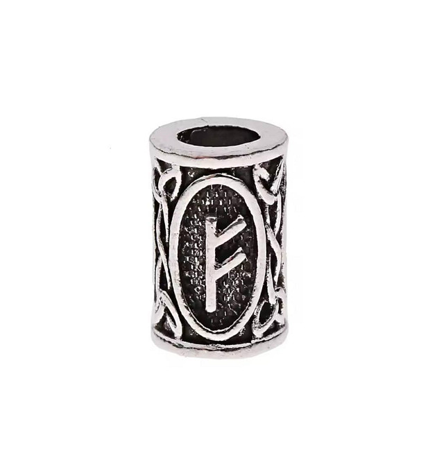 Намистина руна Феху металева для браслетів, шарм руна Феху для прикрас Київ - фото 1